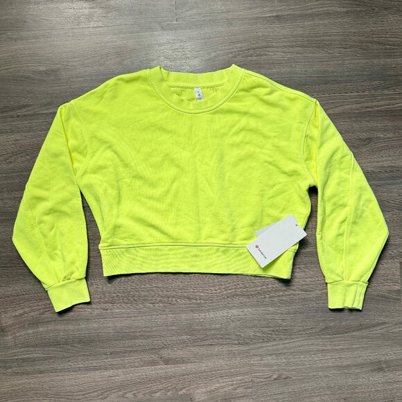 *NEW Lululemon Women's Perfectly Oversized Cropped Crew Sweatshirt - Yellow - Picture 3 of 9
